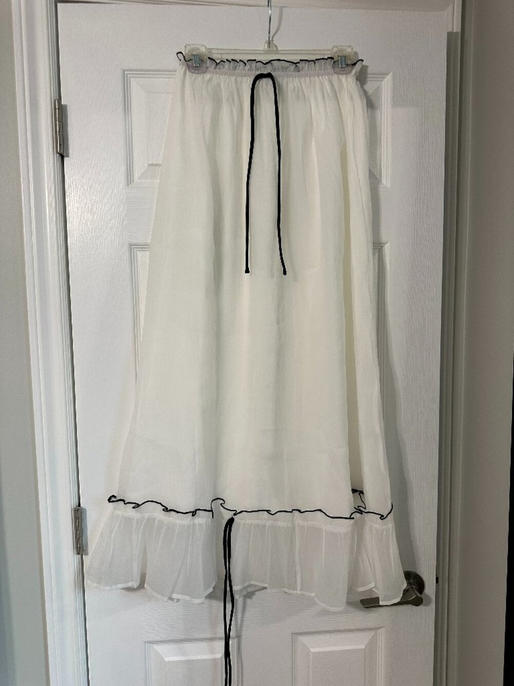 Pink Diamond White Maxi Skirt with Black Detail